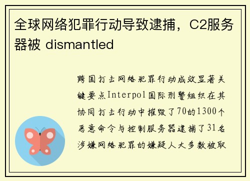 全球网络犯罪行动导致逮捕，C2服务器被 dismantled 